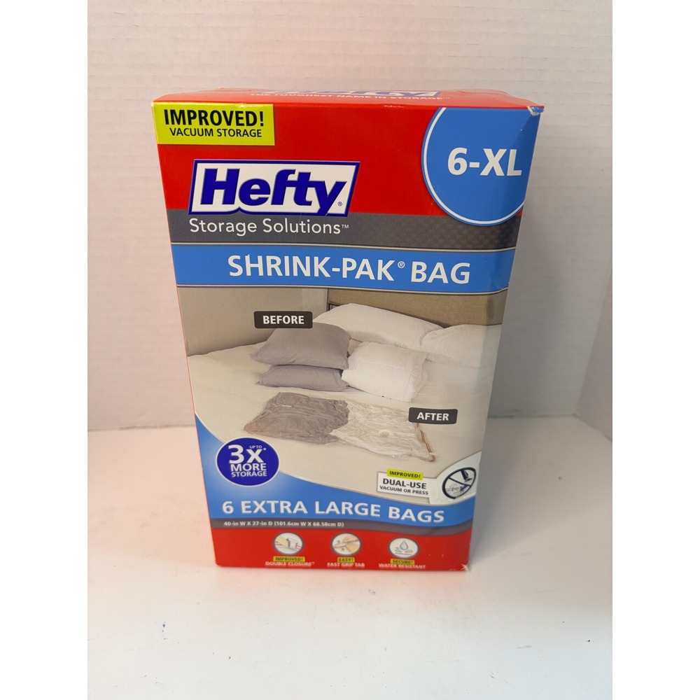 Hefty Storage Solutions Shrink-Pak Bag 6-XL Extra Large Vacuum Compression Bags